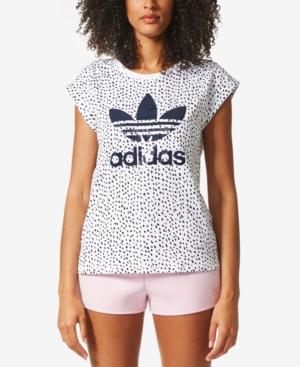 Adidas Originals Cotton Printed Roll-sleeve Boyfriend T-shirt