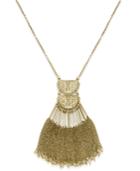 Gold-tone Fringe Pendant Necklace