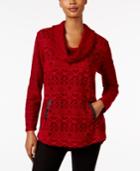 Style & Co Petite Jacquard Cowl-neck Sweater, Only At Macy's