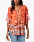 Style & Co Printed Pintucked Top, Created For Macy's