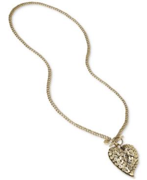 Betsey Johnson Gold-tone Long Heart Pendant Necklace