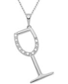 Diamond Wine Glass 18 Pendant Necklace (1/10 Ct. T.w.) In Sterling Silver