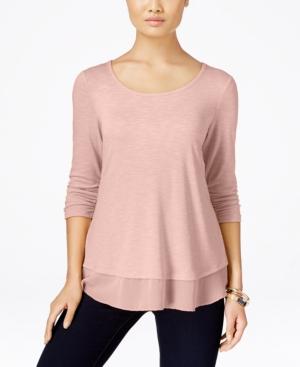 Style & Co Petite Chiffon-hem Top, Only At Macy's