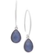 Nine West Silver-tone Blue Stone Drop Earrings
