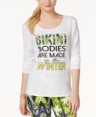 Material Girl Active Juniors' Bikini Bodies Cutout Graphic Top, Only At Macy's