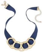 Inc International Concepts Gold-tone Navy Faux Suede Large Link Statement Necklace, Only At Macy's