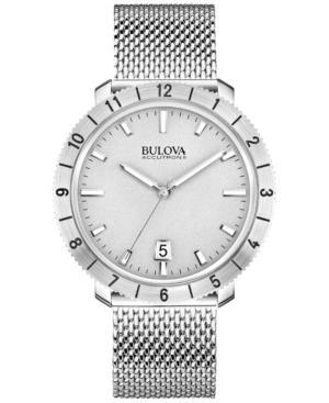 Bulova Accutron Ii Men's Moonview Stainless Steel Mesh Bracelet Watch 42mm 96b206