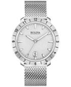 Bulova Accutron Ii Men's Moonview Stainless Steel Mesh Bracelet Watch 42mm 96b206