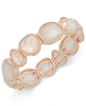 Charter Club Rose Gold-tone Glossy White Stone Stretch Bracelet, Only At Macy's