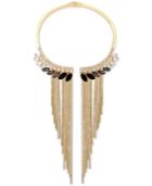 Guess Gold-tone Stone And Fringe Hinged Collar Necklace