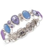 Nine West Silver-tone Blue And Lavender Stone Stretch Bracelet
