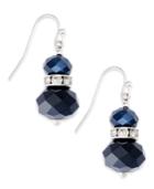 Inc International Concepts Silver-tone Stacked Bead And Crystal Drop Earrings, Only At Macy's