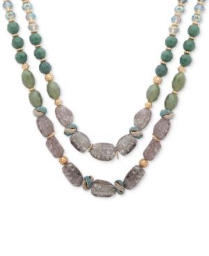 Lonna & Lilly Gold-tone Multi-bead Double-row Necklace