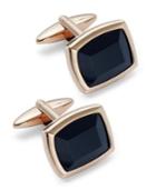 Sutton By Rhona Sutton Men's Rose Gold-tone Stainless Steel And Jet Stone Cuff Links