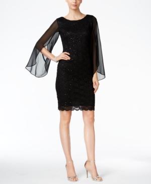 Connected Illusion Angel-sleeve Lace Sheath Dress