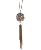 Lucky Brand Necklace, Silver-tone Openwork Tassel Pendant