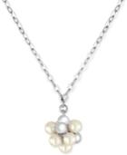 Majorica Silver-tone Imitation Pearl Cluster Pendant Necklace