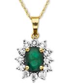 10k Gold Necklace, Emerald (7/8 Ct. T.w.) And Diamond Accent Pendant