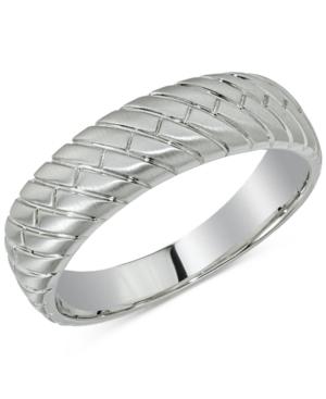Esquire Men's Jewelry Herringbone Band In 14k White Gold, Created For Macy's