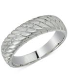 Esquire Men's Jewelry Herringbone Band In 14k White Gold, Created For Macy's