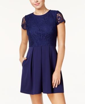 Speechless Juniors' Lace Scuba Fit & Flare Dress