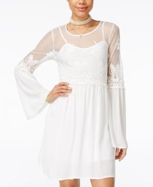 Trixxi Juniors' Embroidered Mesh Shift Dress