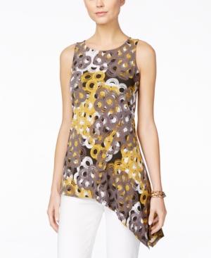Alfani Petite Printed Asymmetrical-hem Sleeveless Top, Only At Macy's