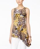Alfani Petite Printed Asymmetrical-hem Sleeveless Top, Only At Macy's