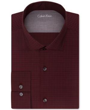 Calvin Klein X Men's Extra-slim Fit Red Check Dress Shirt