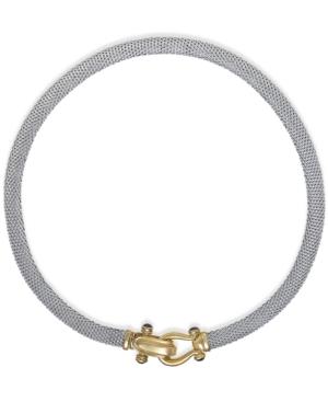 Italian Gold Rounded Mesh Collar Necklace In 14k Gold Over Sterling Silver