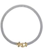 Italian Gold Rounded Mesh Collar Necklace In 14k Gold Over Sterling Silver