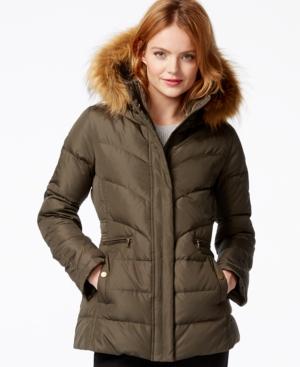Larry Levine Faux-fur-hood Down Puffer Jacket