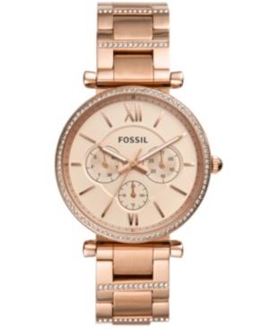 Fossil Women's Carlie Rose Gold-tone Stainless Steel Bracelet Watch 38mm
