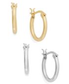 Giani Bernini Hoop Earrings Set In 24k Gold Over Sterling Silver And Sterling Silver, 15mm