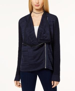 Inc International Concepts Mixed-knit Zip-front Cardigan, Created For Macy's