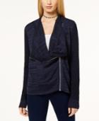 Inc International Concepts Mixed-knit Zip-front Cardigan, Created For Macy's