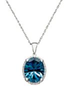 London Blue Topaz (4-1/10 Ct. T.w.) And Diamond Accent Oval Pendant In 14k White Gold