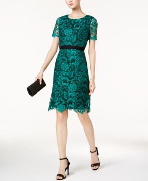 Jax Banded Crochet Lace Sheath Dress