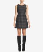 Cece Dallas Metallic Tweed Fit & Flare Dress