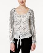 American Rag Printed Crochet-trim Tie-front Peasant Top, Only At Macy's