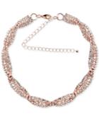 Say Yes To The Prom Rose Gold-tone Crystal Intertwined Multi-row Choker Necklace