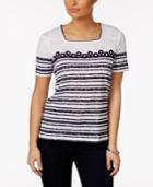 Alfred Dunner Seas The Day Textured Striped Top