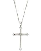 Diamond Skinny Cross Pendant Necklace In 14k White Gold (1/6 Ct. T.w.)