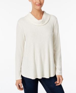 Style & Co. Petite Cowl-neck Ribbed Top, Only At Macy's