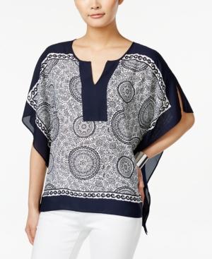 Style & Co. Paisley-print Split-neck Poncho, Only At Macy's