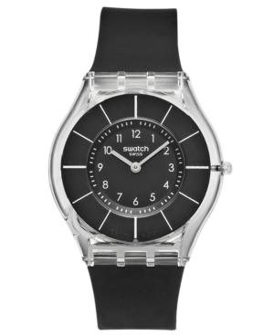 Swatch Watch, Unisex Swiss Black Classiness Black Silicone Strap 34mm Sfk361