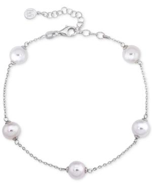Marjorica Sterling Silver Imitation Pearl Link Bracelet
