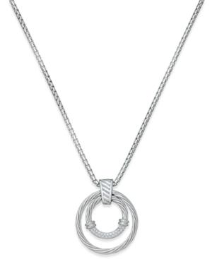Diamond Double Circle Pendant Necklace (1/4 Ct. T.w.) In Sterling Silver