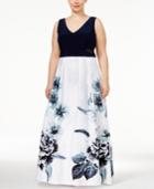 Xscape Plus Size Floral-print A-line Gown