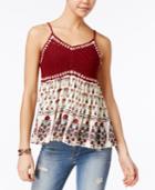 American Rag Printed Crochet-front Swing Top, Created For Macy's